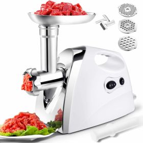 Home And Commercial Stainless Steel  Electric  Meat Grinder Sausage Stuffer Kit (Color: Creamy-White B)